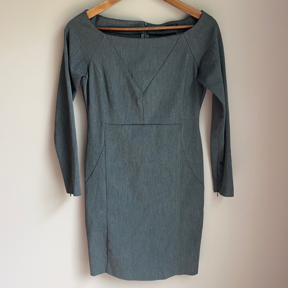 Zara Fitted Shift Dress Dark‎ Gray M